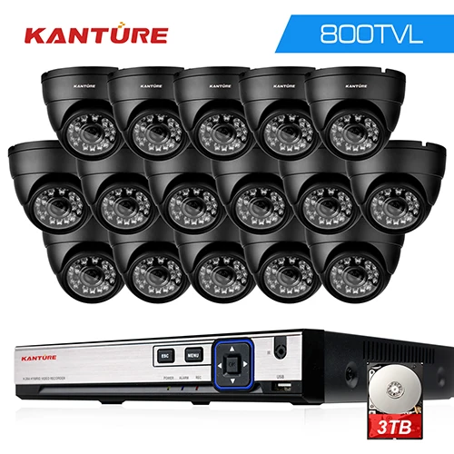 KANTURE CCTV системы 1080P HDMI DVR комплект CMOS 800TVL In/Открытый безопасности водонепроницаемый камеры ночного видения комплекты видеонаблюдения - Цвет: 16 Dome Camera