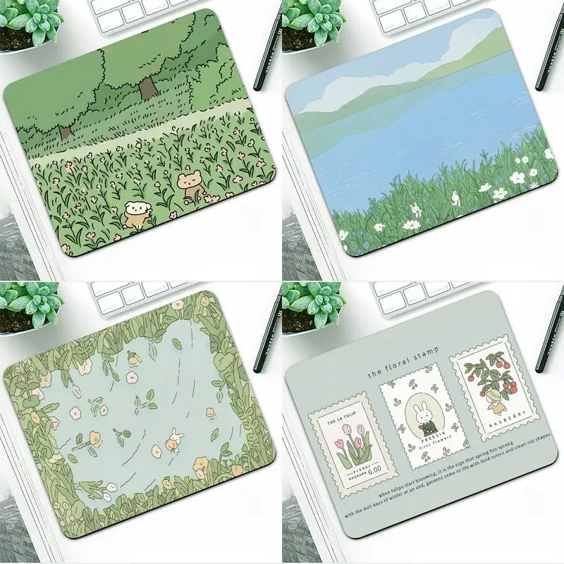 Green Plant White rabbit Office Mice Gamer Soft Mouse Pad table Rug PC Laptop Notebook Rubber Wholesale Mat | Компьютеры и офис