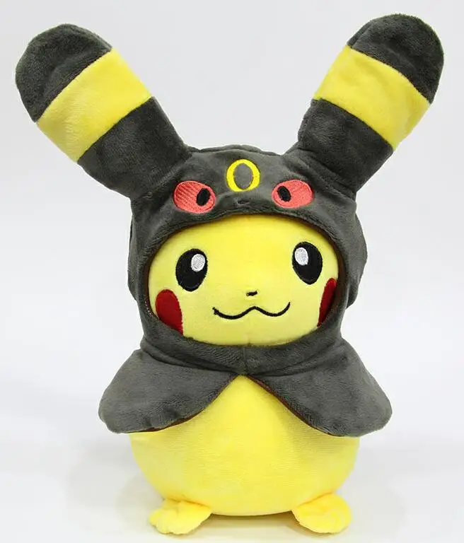 28 см карман Животные Пикачу Косплэй Иви плюшевые игрушки Gengar мягкие куклы Иви накидка с героями мультфильма «Cos Пикачу игрушка детский подарок - Цвет: Красный