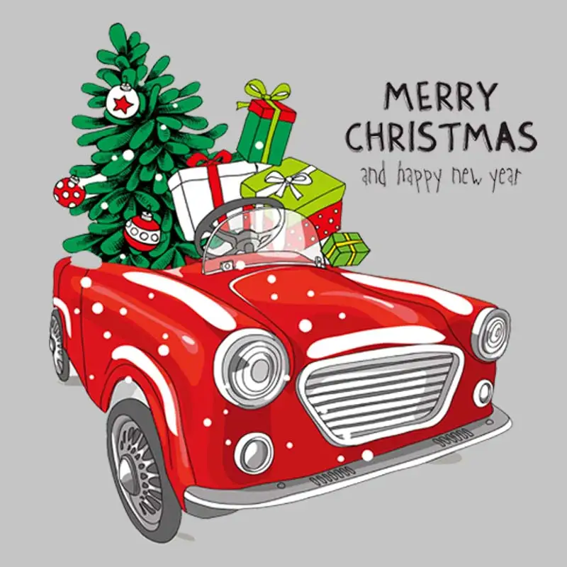 

Merry Christmas Flower Applique Fashion Heat Transfer Tops Diy Vinyl Appliqued Clothing Stickers Retro Red Car Patch