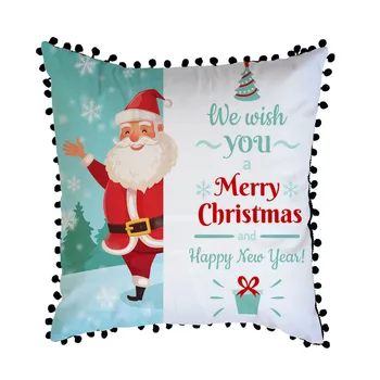 

Christmas Sofa Pillow Case Cushion Cover Decorative Covers With Pom Pom Trim cojines sofa decoracion elegante подушки декор