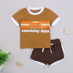Ensemble 2 pièces pour garçons, vêtements d'été décontractés, à manches courtes, avec lettres imprimées, 0 24M 