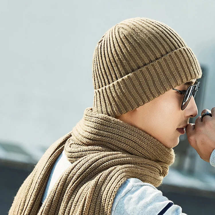 Ensemble Bonnet Et Écharpe D'hiver Chaud Et Élégant Pour Hommes Et