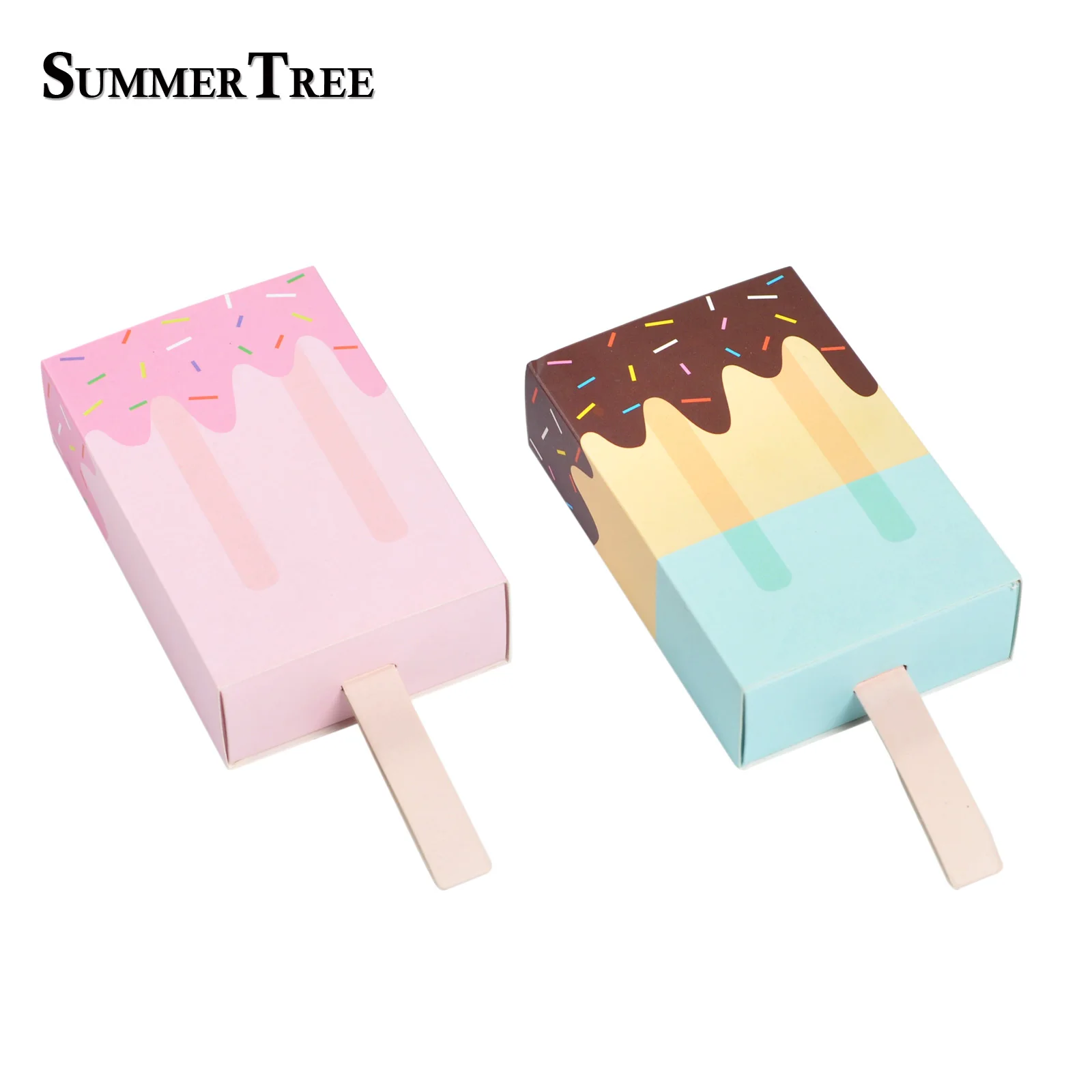 

50pcs DIY Ice Cream Candy Box Treat Children Birthday Popsicle Candy Box Wedding Favors Gifts Birthday Party Supplies