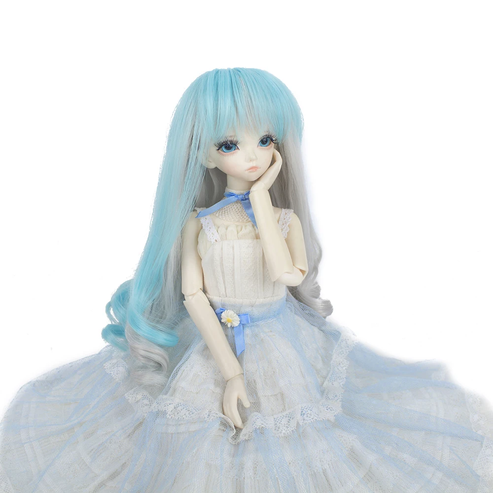 Muziwig BJD парик ярмарка Размер 1/3 1/4 1/6 1/8 синий смешанный цвет длинные волнистые высокотемпературные волокна волос для кукол