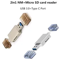 2в1 Металлический Высокоскоростной USB 3,0 type C к Micro SD TF кард-ридер для huawei NM Nano карта для мобильного телефона ПК ноутбука планшета