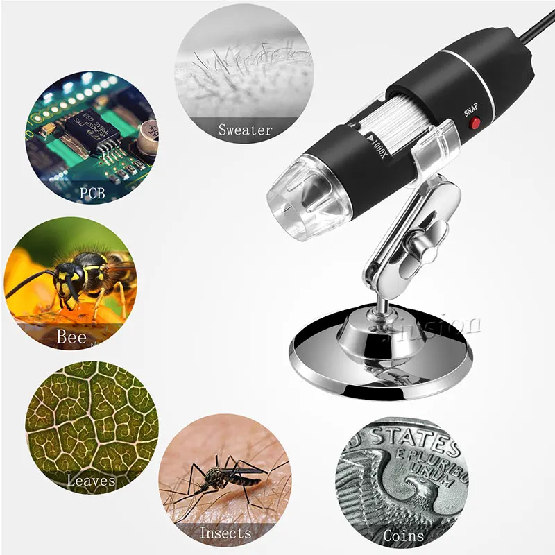 USB цифровой микроскоп 500X-1600X зум 8 светодиодный светильник мини камера Лупа Инспекционная камера эндоскоп домашняя школа стерео микроскопы