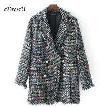 Женское зимнее пальто с длинным рукавом, твидовая куртка, Полушерстяное пальто, двойная грудь, элегантная британская корейская модная куртка, верхняя одежда, HX