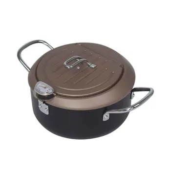 

Oil Drip Rack Easy Clean Temperature Control Japanese Style Tempura Fryer Restaurant With Thermometer Multifunctional Non Stick