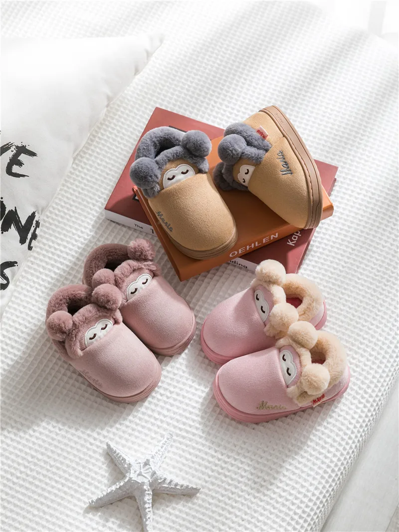 Children's Cotton Slippers Autumn and Winter New Cartoon Slippers Comfortable Small High Help Children's Cotton Shoes