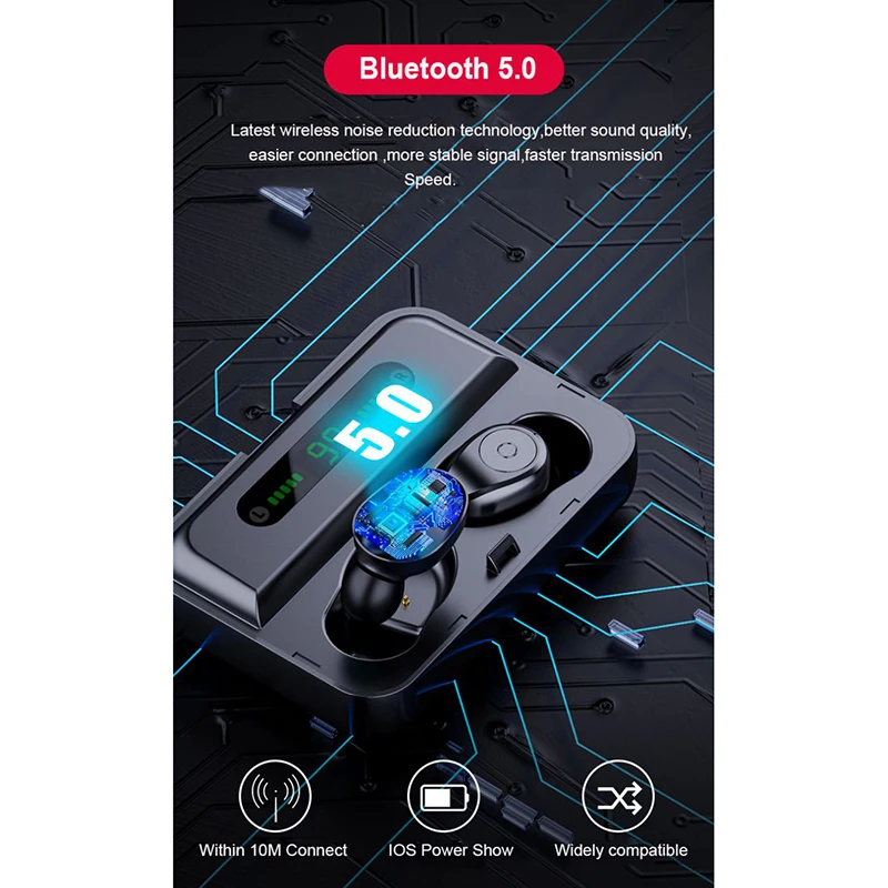 Bluetooth-наушники с сенсорным управлением, TWS беспроводные наушники-вкладыши, bluetooth-наушники с подставкой для телефона