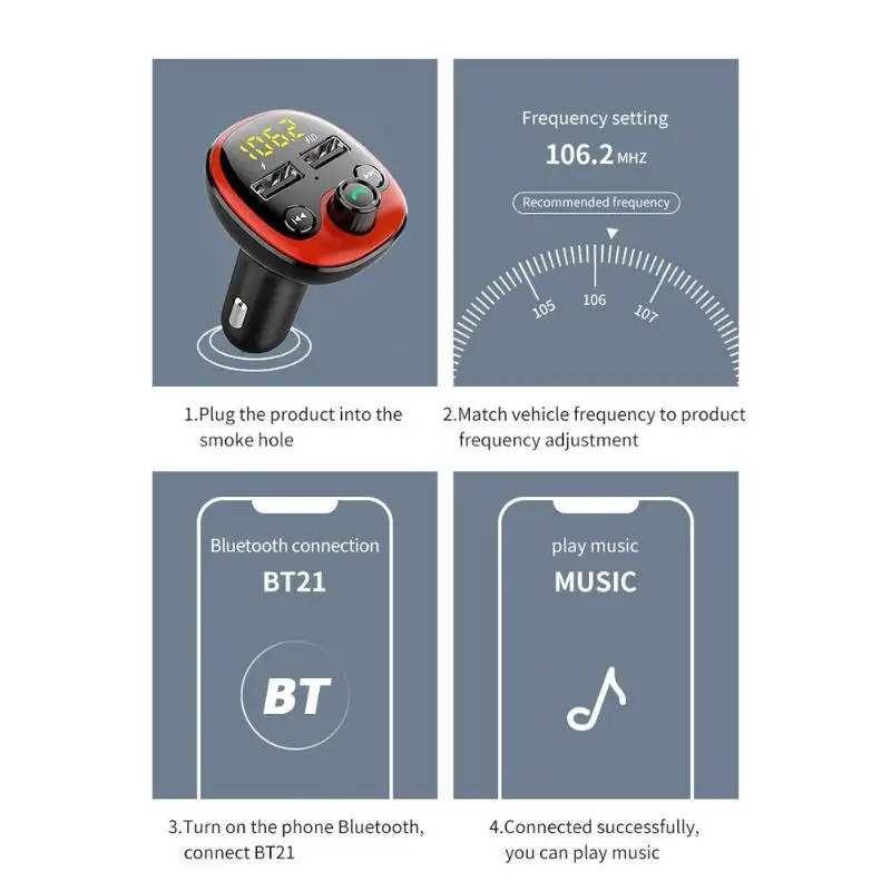 BT21 Bluetooth FM передатчик беспроводной модулятор Handsfree автомобильный комплект MP3 плеер 3.1A двойной USB зарядное устройство батарея напряжение обнаружения