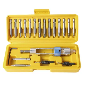 

1 Set Half Time Drill 20 bits High Speed Steel Drill Driver Double Use Hand Screwdriver Head With Case Multi-functional Tools
