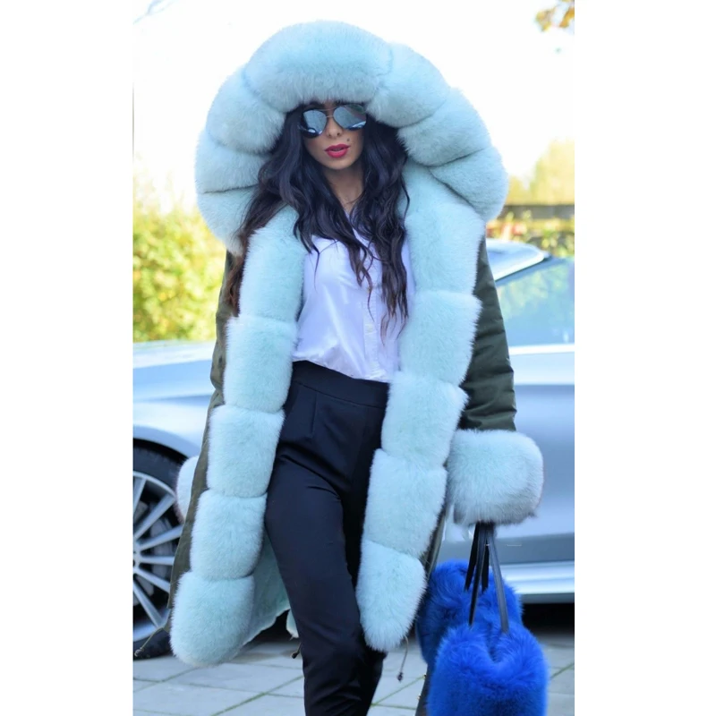 winter jacket women new long parka real fur coat big Hood fur collar hooded parkas thick outerwear street style - Цвет: PK-006