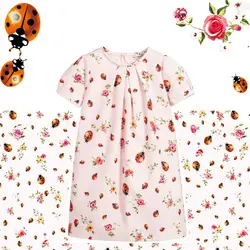 Розовая маленькая Божья коровка детская одежда печатная ткань 100% полиэфир цифровая печать обработка завод на заказ