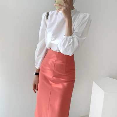 

VICONE Chic design feeling small white shirt joker backless outer wear coat