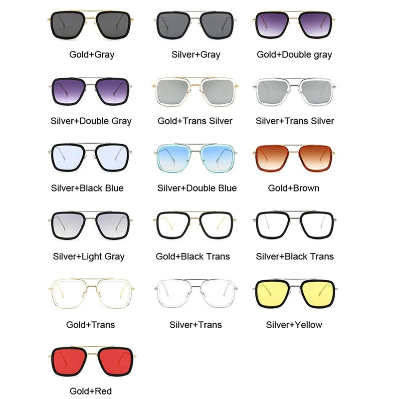 Мстители Tony Stark Flight style солнцезащитные очки для мужчин и женщин квадратный фирменный дизайн солнцезащитные очки Мужские Женские Lunette De Soleil Homme ретро