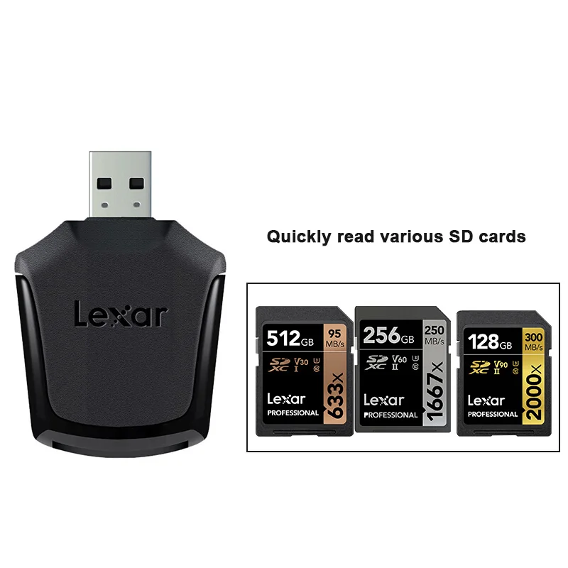 Lexar картридер Профессиональный USB 3,0 кардридер SD карта SDHC SDXC высокоскоростная карта памяти Однопортовый UHS-II кардридер