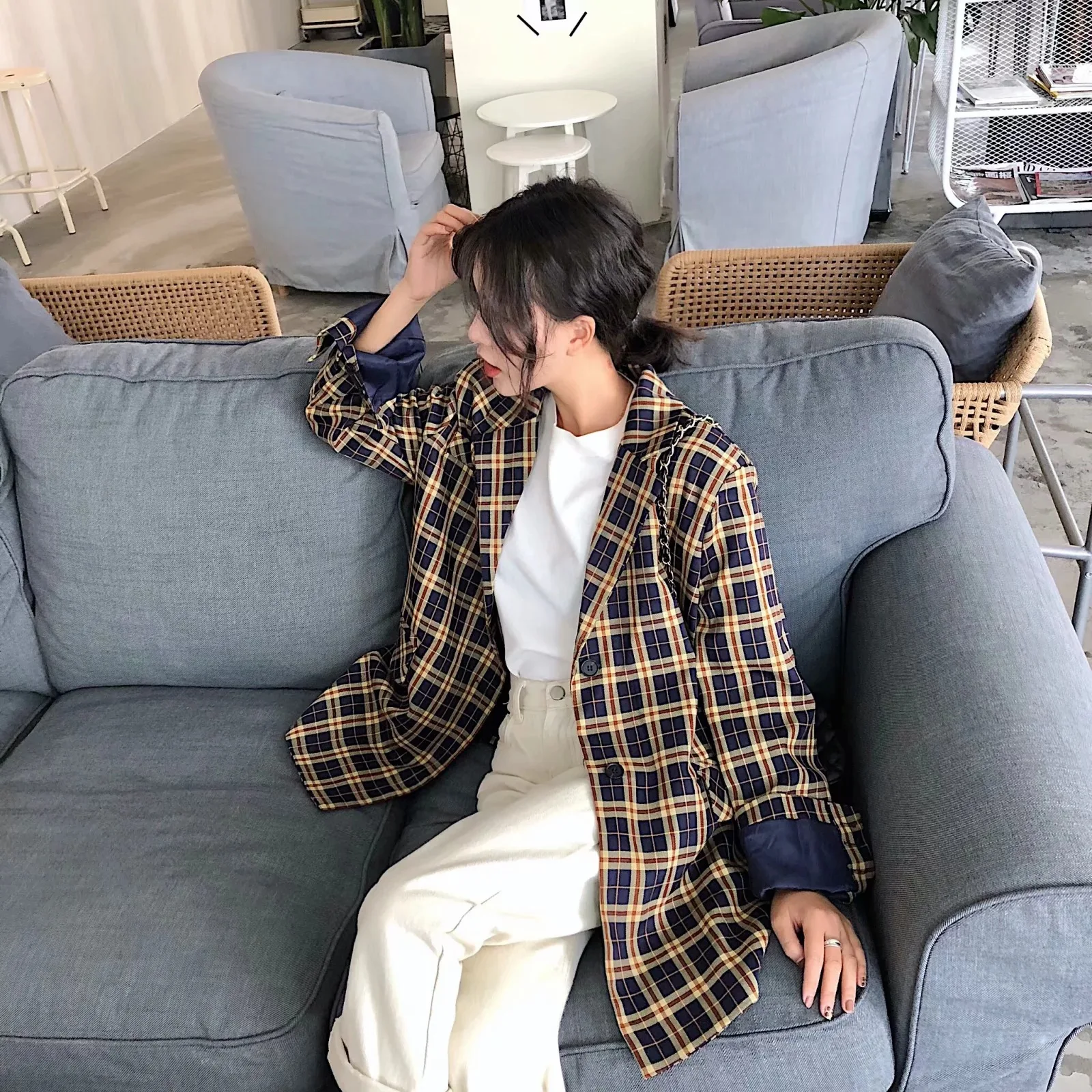 

Ozhouzhan WOMEN'S Dress Hot Selling Suit Coat Autumn And Winter New Retro CHIC England Hong Kong Style Casual Pattern Suit Coat