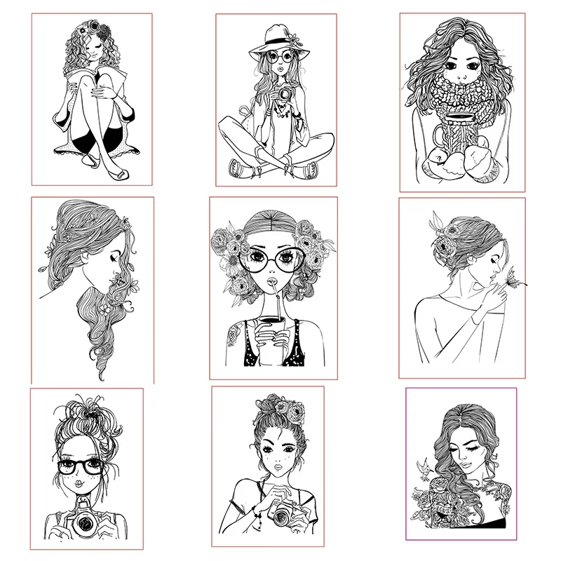

GIRLS Transparent Stamp Clear Stamps for DIY Scrapbooking Photo Album Paper Cards Decorative Crafts Supplies