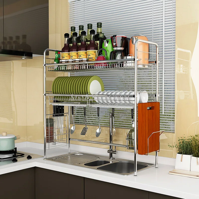 New! Large Size Kitchen Dish Drying Rack Multi-layers Tableware Organizer Dishes Holder Drain Rack Sink Sponge Organizer Rack