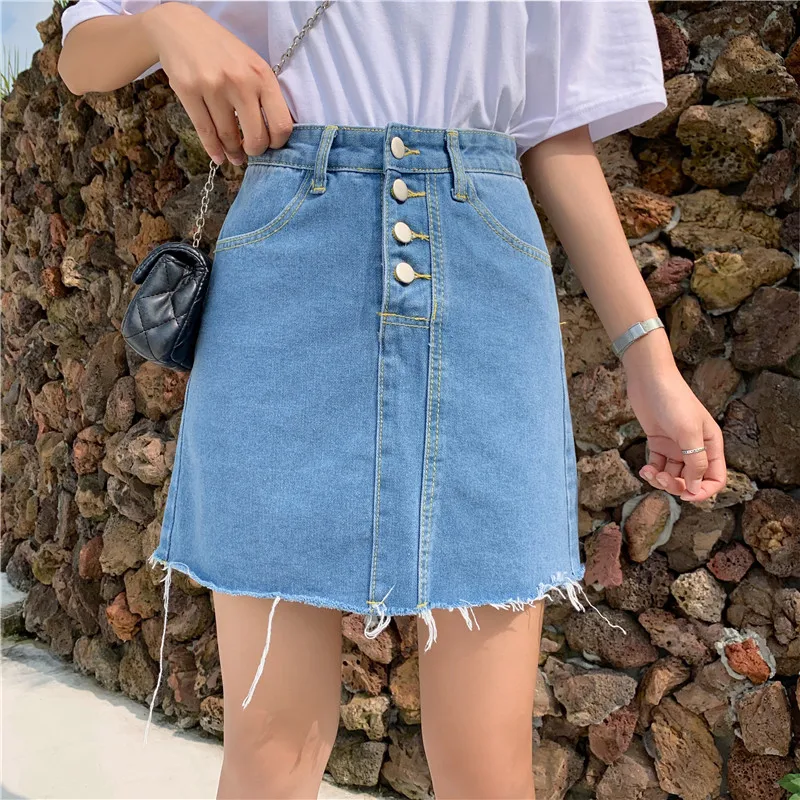 

Neophil Denim Women Pencil Mini Skirts Winter Lining High Waist Button Vintage Fashion Style Jeans Short Girl Slim Skirt S9704