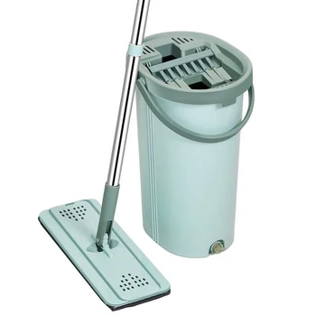 

Reusable Hand Free Wringing Flat Squeeze Mop With Bucket Microfiber Pads Spray House Wooden Floor Cleaning Lazy Mops