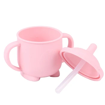 

Solid Baby silicone Sippy Cups Feeding Cups Babi Learning drink Baby Drinkware For Toddlers Kids With Silicone Straw Cup Lids