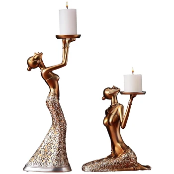 

European Vintage Candle Holder Party Retro Decor Home Romantic Wedding Candelabrum Elegant Beauty Candlestick 50XX014