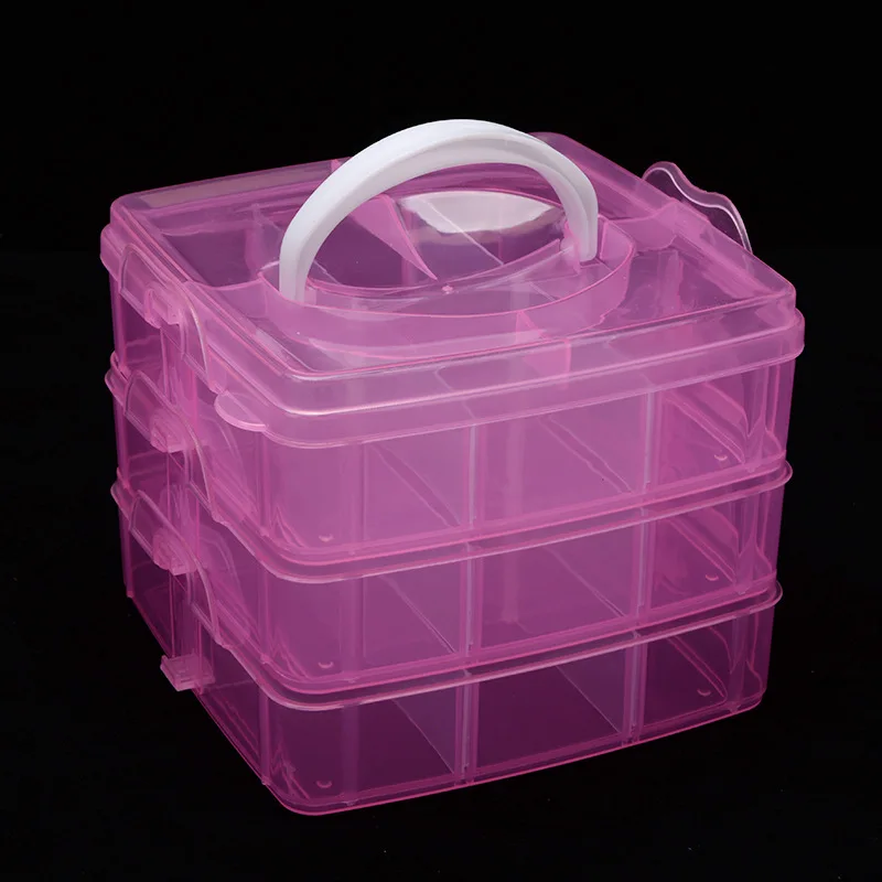 3 Layers 18 Compartments Plastic Embroidery Floss Storage Box Floss Bobbins Beads Storage Organizer for DIY Cross Stitch Sewing sewing storage box,embroidery floss organizer