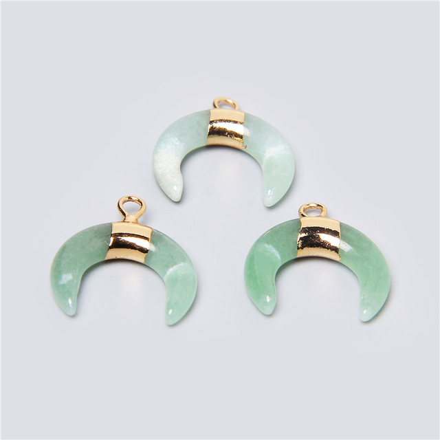 Unique Horn Shape Pendant Natural Stone Lapis Lazuli Aventurine Pink Rose Quartzs Pendants For Necklace Bracelet Handmade