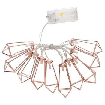 

Retro Iron Metal Diamond LED Fairy String Lights Battery Xmas Holiday Wedding Party Home Decoration 20 Leds Lantern String Lamps