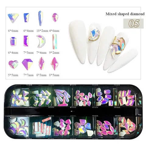 Girds Colorful Nail Rhinestones Mixed Size Diamonds AB Flatback Shiny Crystal 3D Glitter Gems Nail Art Decorations Strass