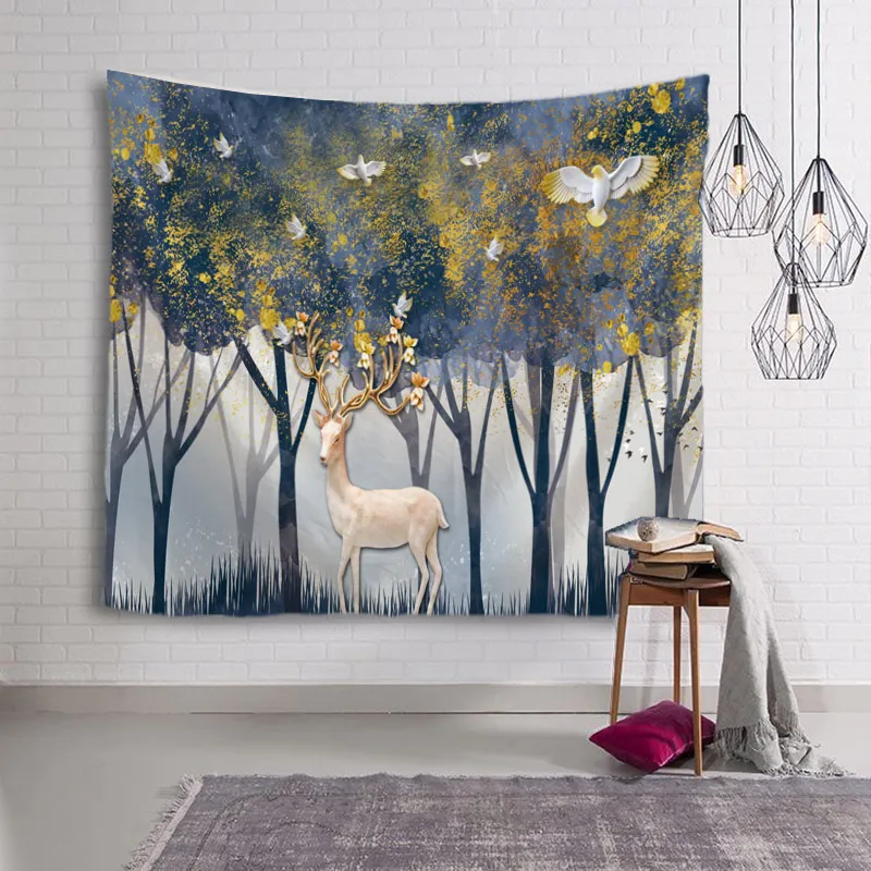 

3D Printing Deer Tapestry Wall Hanging Bed Spread Beach Towel Table Cloth Yoga Mat MERRY CHRISTMAS 250X180 Large Size New Year