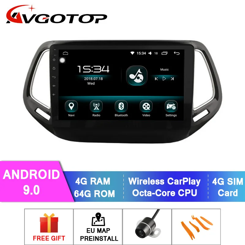 AVGOTOP сенсорный двойной DIN автомобильный dvd-плеер gps для JEEP компас автомобильный dvd-плеер сенсорный экран