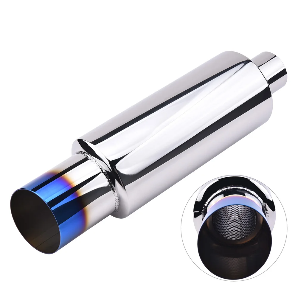 Universal 15 Length Stainless Steel Exhaust Tip EVIL ENERGY Exhaust Muffler Burnt, 2.25'' Inlet 3'' Outlet 
