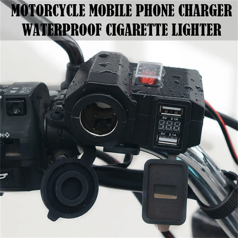 DC12V мотоцикл двойной USB зарядное устройство водонепроницаемый прикуриватель вставляемый в розетку вольтметр адаптер