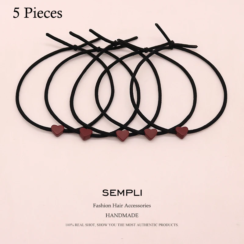 Small Love Black Popular Solid Elastic Hair Bands Wine red Headband Women Rubber Band Lady Letters Hair Accessories Scrunchie