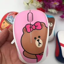 Cute Logitech LINE FRIENDS Wireless Mouse 2.4GHz Mini Cartoon USB Receiver Optical Sensor Office Gaming Mouse for PC Laptop