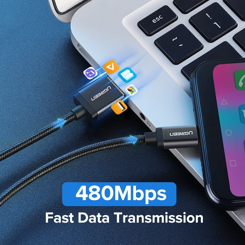 Ugreen Кабель Micro USB 2.4A Кабель для быстрой зарядки данных для Xiaomi Redmi Note Huawei HTC Кабель для зарядки мобильного телефона Кабель Micro USB