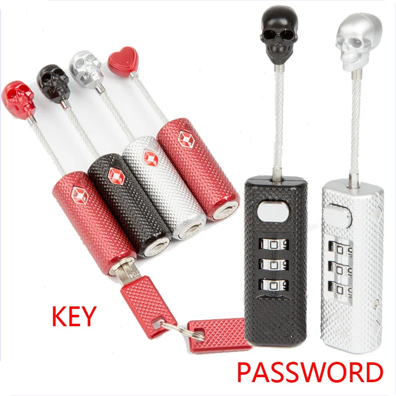 New Creative Skull Metal Luggage Locks Three Digits Combination Padlock Mini Security Check Travel Bag Lock Secure Code Key |