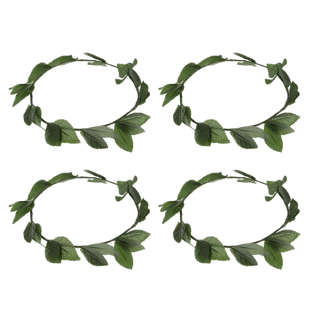 4 Pieces Green Leaves Roman Greek Goddess Laurel Wreath Fancy Dressing up Party Headband Women Hair Accessories