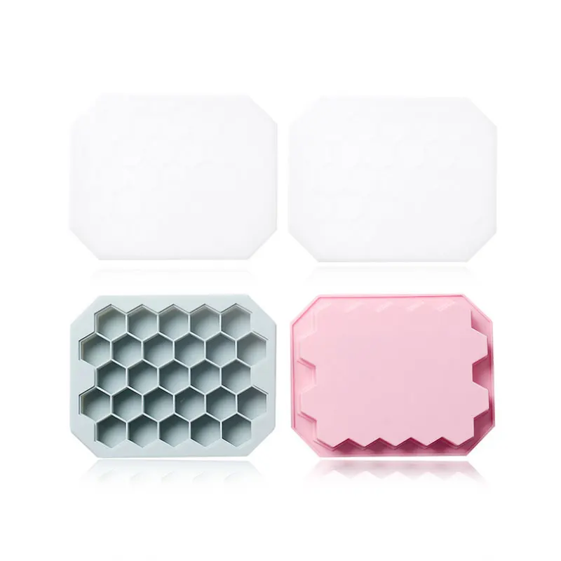 

27 Cell Honeycomb Ice Maker Creative Ice Box Honeycomb Mobile Ice Tray with Lid Silicone Mold Whiskey Ice Cube Food Grade Mold