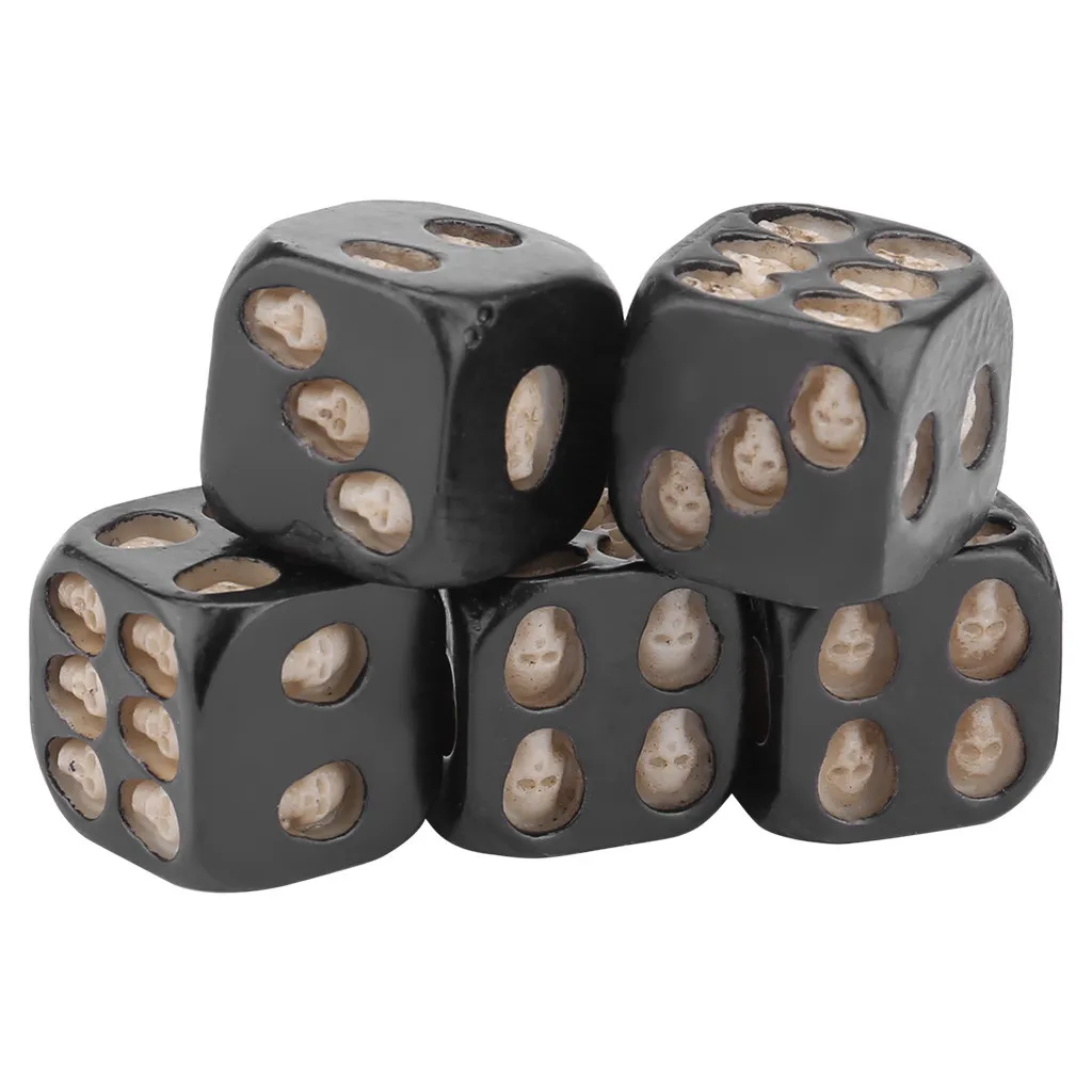 Skull Dice 8x8mm 5-Piece Set Black Color with skull for Party Game Antistress Toys For Children Funny gadgets