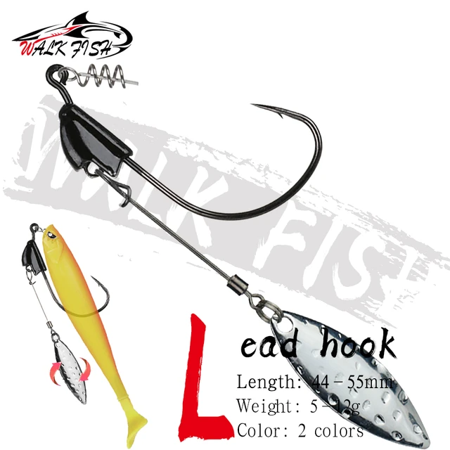 WALK FISH Fishing Hook Spinner Weighted Hook with Twist Lock Crank Hook  Swim Bait Swim Blade