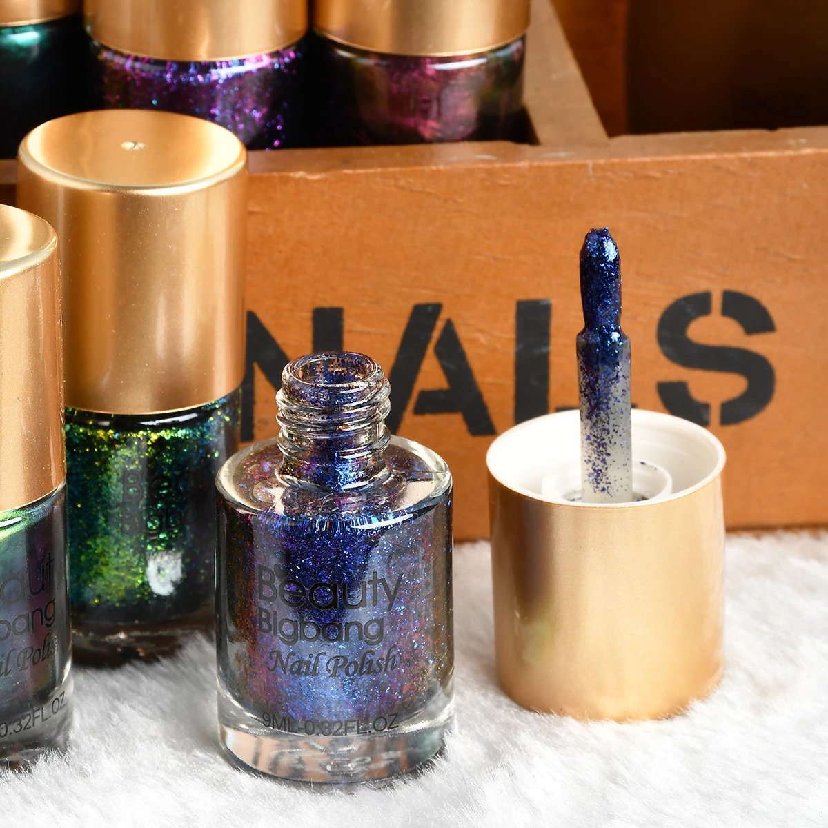 Billige Schönheit BigBang 9ml Holographische Nagellack 10 Farbe Entscheidungen Holo Nagellack Lack Glitter Nail art Lack Nagellack Set