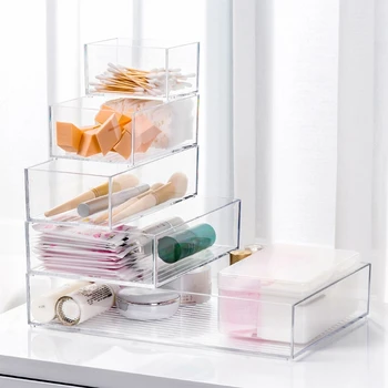 

Desk Drawer Organizer Trays 5-Size Bathroom Drawer Tray Dividers Plastic Storage