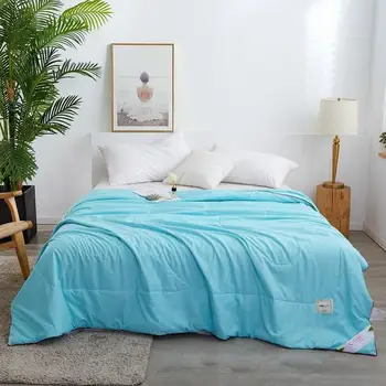 

28 Solid Color Air Condition Quilt Summer Thin Soft Quilted Bedspread for Adult Student Bed Sheet Quilts Bedding