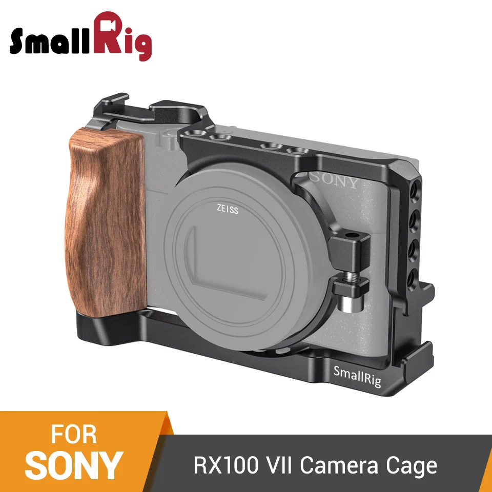 

SmallRig RX100 VII Camera Cage for Sony RX100 VII and RX100 VI Dslr Cage With Wooden Side Handle / Cold Shoe RX100 VI Cage-2434