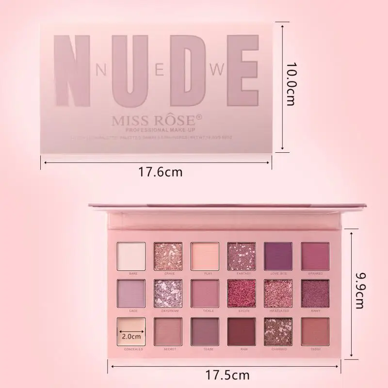 Miss Rose нюдовые тени для век палитра 18 цветов Блестящий водонепроницаемый пигмент